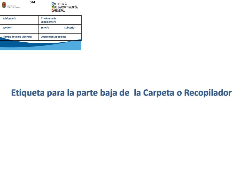 Etiqueta para la parte baja de la Carpeta o Recopilador