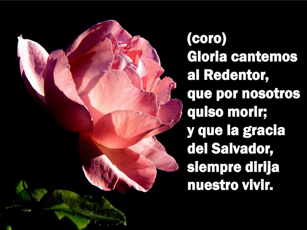 (coro) Gloria cantemos al Redentor, que por nosotros quiso morir; y que la gracia del Salvador, siempre dirija nuestro vivir.