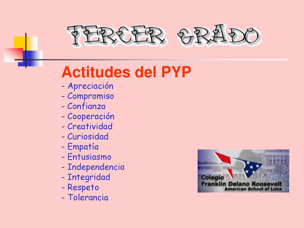 Actitudes del PYP - Apreciación - Compromiso - Confianza - Cooperación