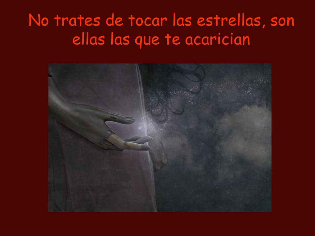 No trates de tocar las estrellas, son ellas las que te acarician