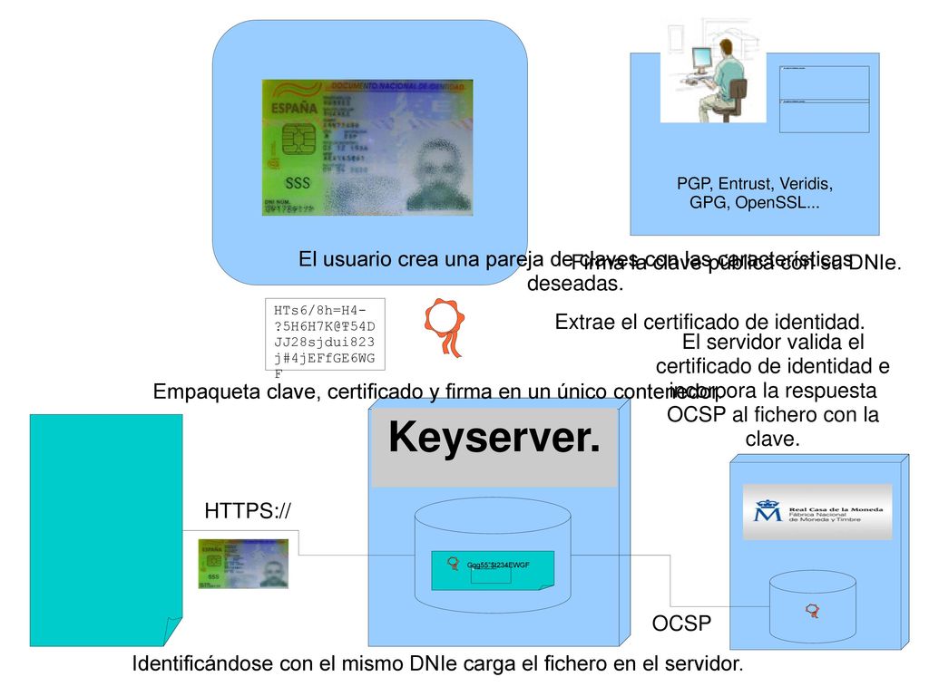 PGP, Entrust, Veridis, GPG, OpenSSL... El usuario crea una pareja de claves con las características deseadas.