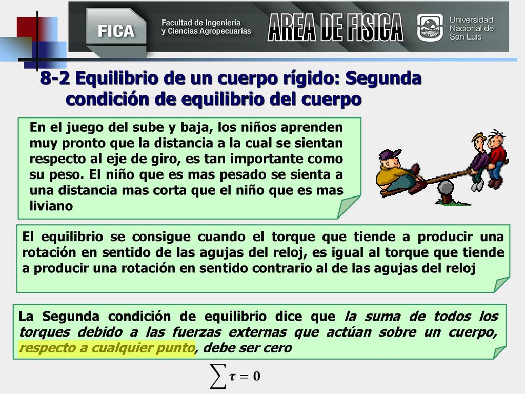 AREA DE FISICA 8-2 Equilibrio de un cuerpo rígido: Segunda condición de equilibrio del cuerpo.