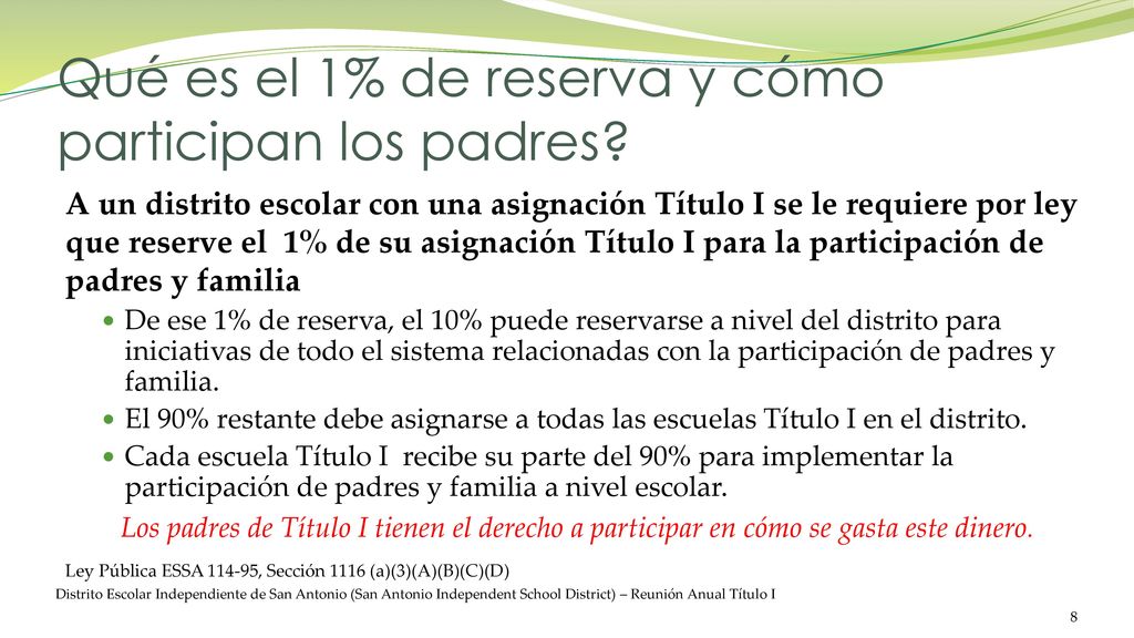 Qué es el 1% de reserva y cómo participan los padres
