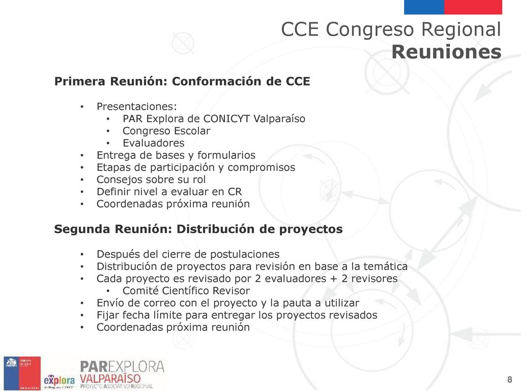 CCE Congreso Regional Reuniones Primera Reunión: Conformación de CCE