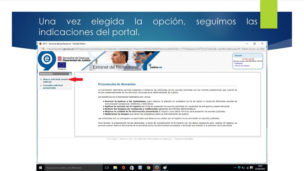 Una vez elegida la opción, seguimos las indicaciones del portal.