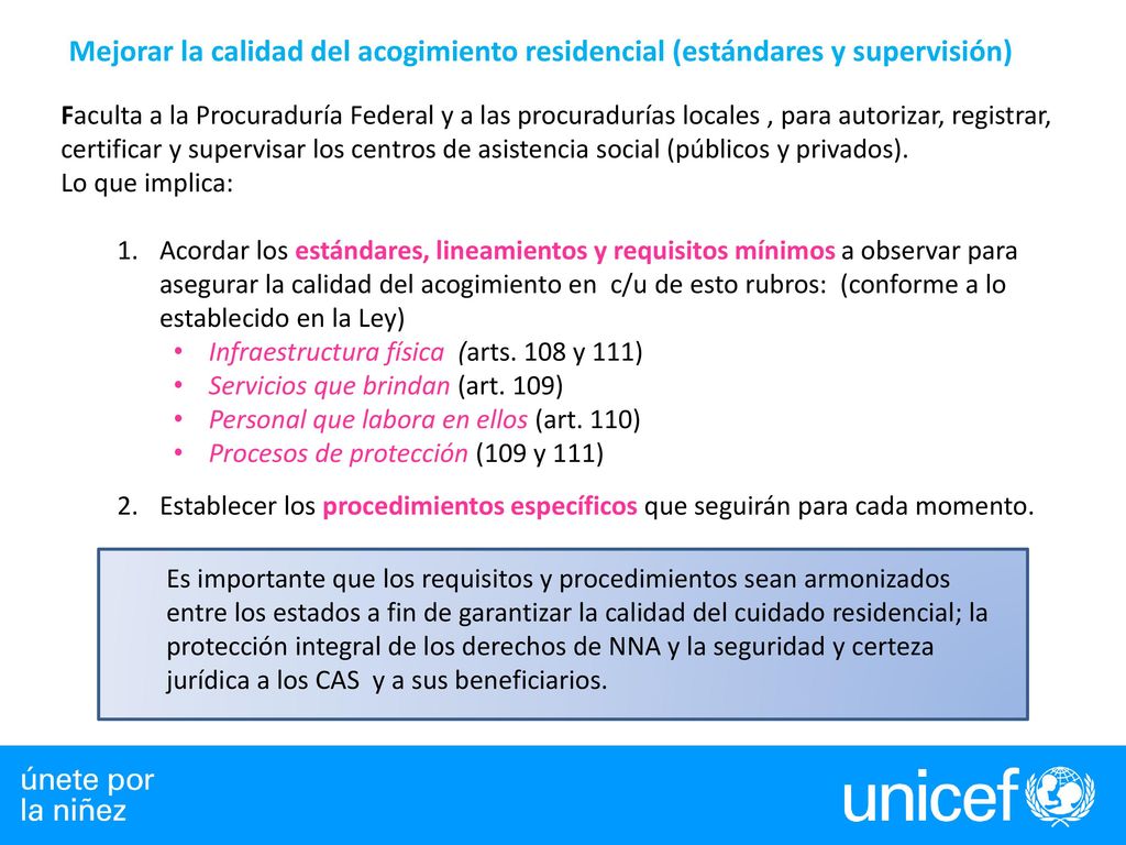 Mejorar la calidad del acogimiento residencial (estándares y supervisión)