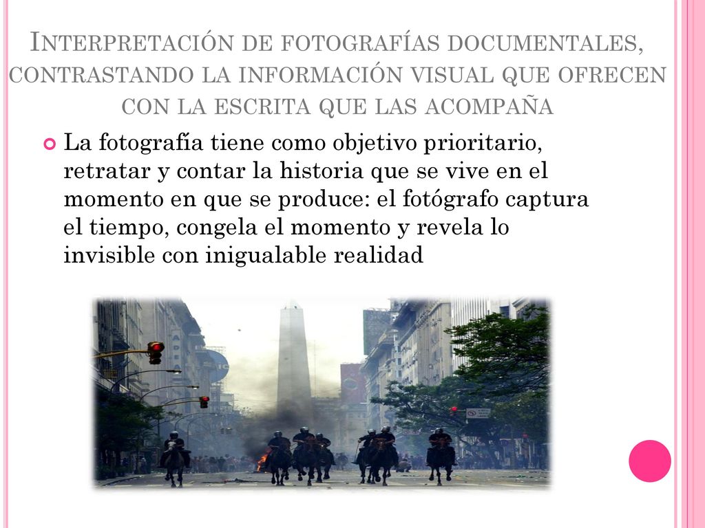 Interpretación de fotografías documentales, contrastando la información visual que ofrecen con la escrita que las acompaña