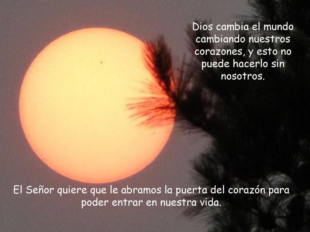 Dios cambia el mundo cambiando nuestros corazones, y esto no puede hacerlo sin nosotros.