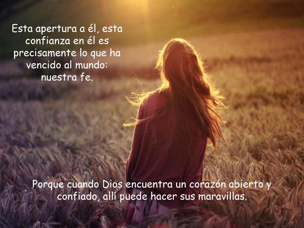 Esta apertura a él, esta confianza en él es precisamente lo que ha vencido al mundo: nuestra fe.
