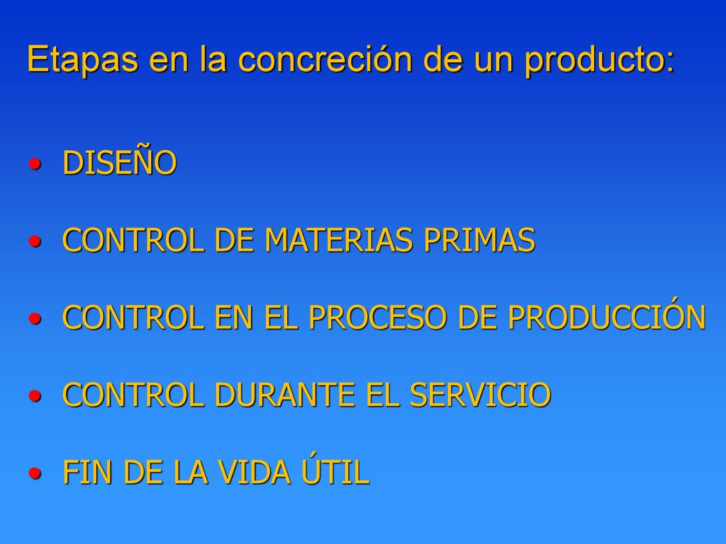 Etapas en la concreción de un producto:
