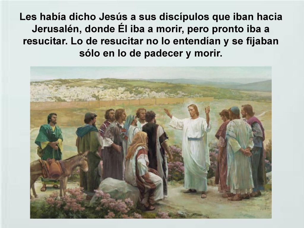 Les había dicho Jesús a sus discípulos que iban hacia Jerusalén, donde Él iba a morir, pero pronto iba a resucitar.