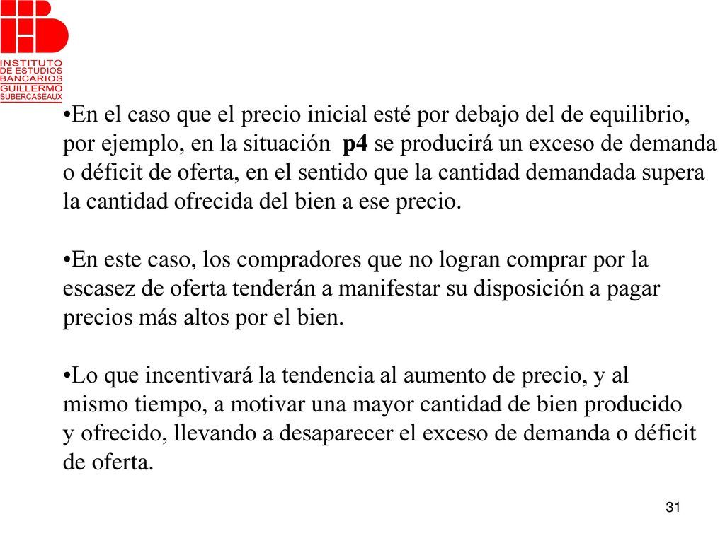 En el caso que el precio inicial esté por debajo del de equilibrio,