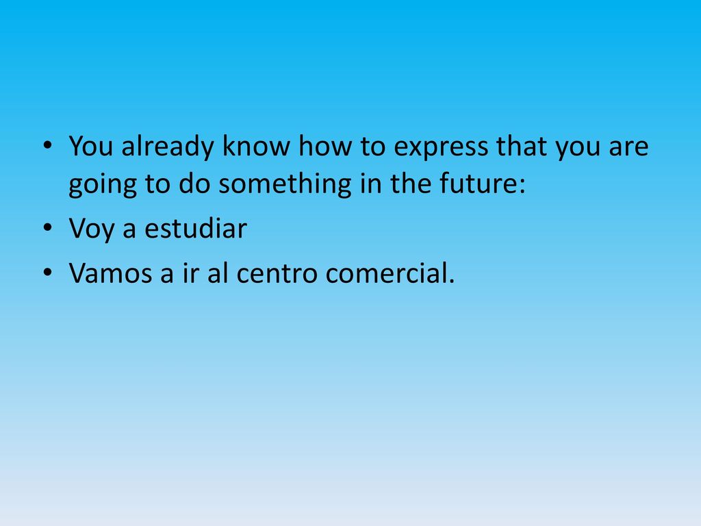 You already know how to express that you are going to do something in the future: