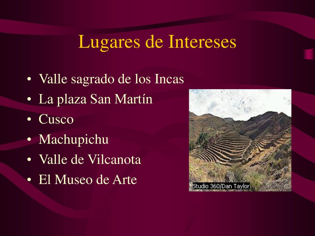 Lugares de Intereses Valle sagrado de los Incas La plaza San Martín