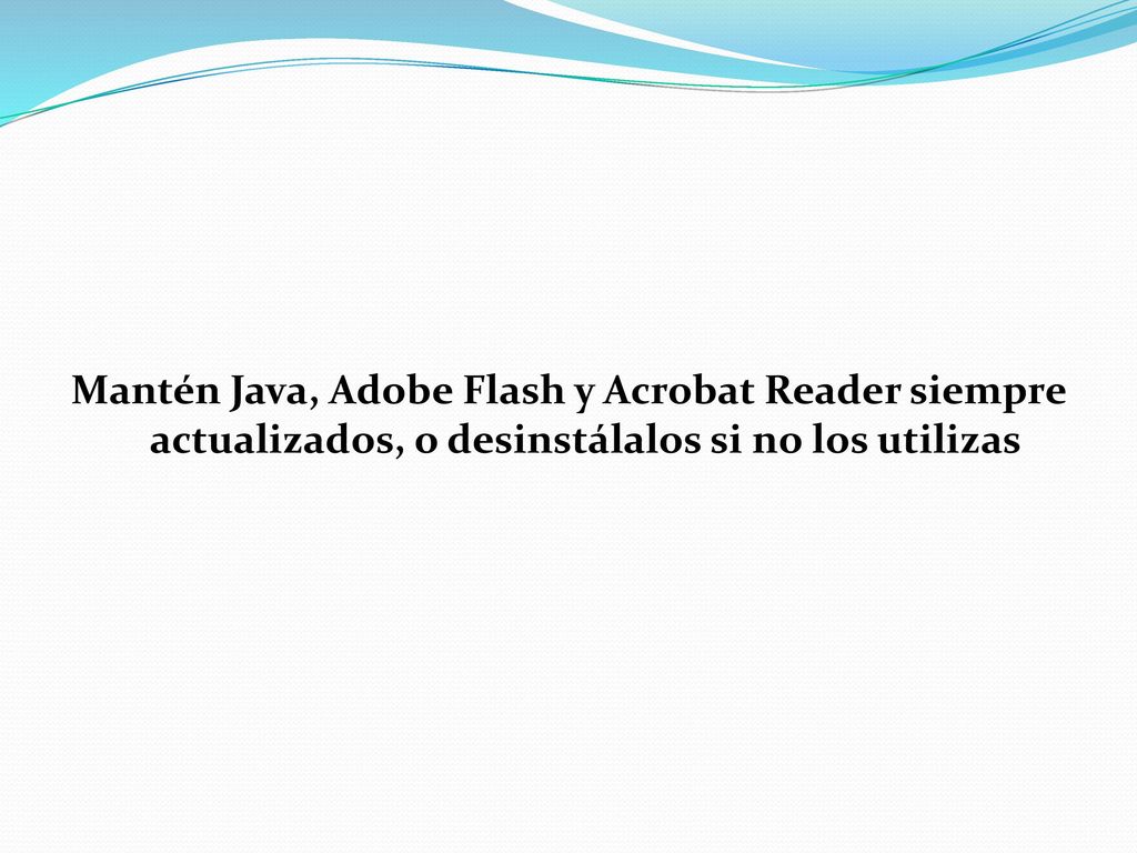 Mantén Java, Adobe Flash y Acrobat Reader siempre actualizados, o desinstálalos si no los utilizas