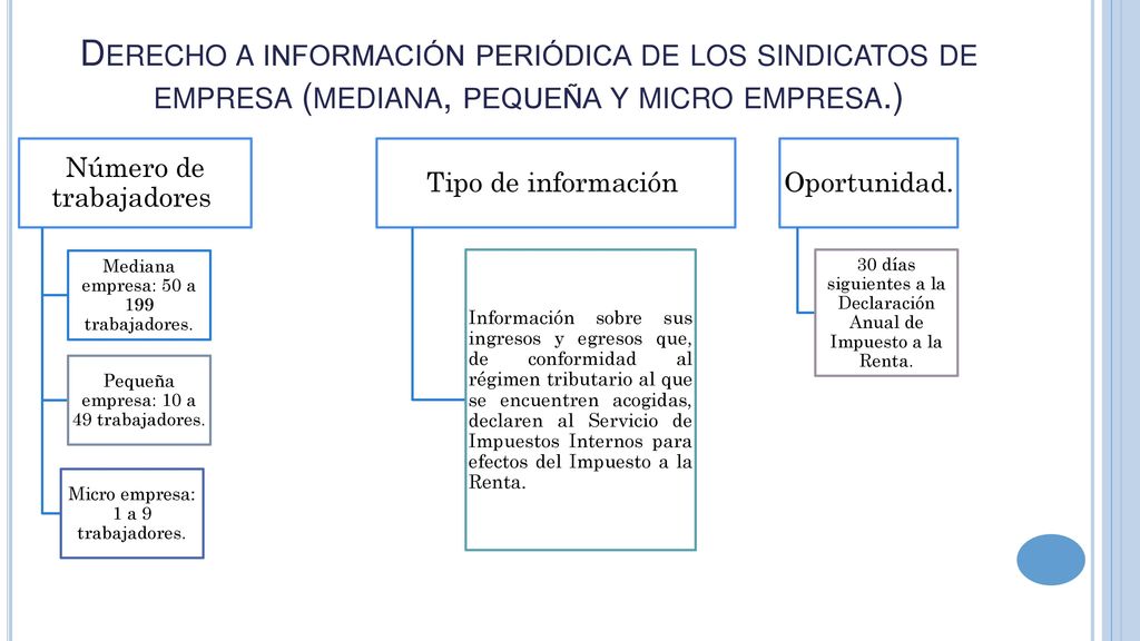 Derecho a información periódica de los sindicatos de empresa (mediana, pequeña y micro empresa.)