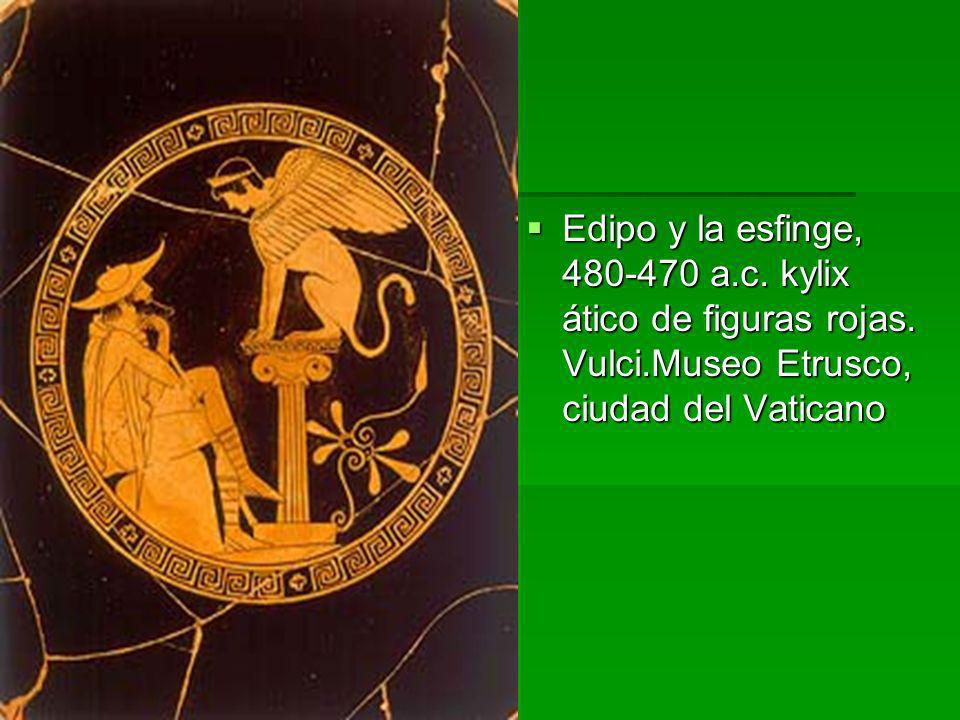 Edipo y la esfinge, a. c. kylix ático de figuras rojas. Vulci