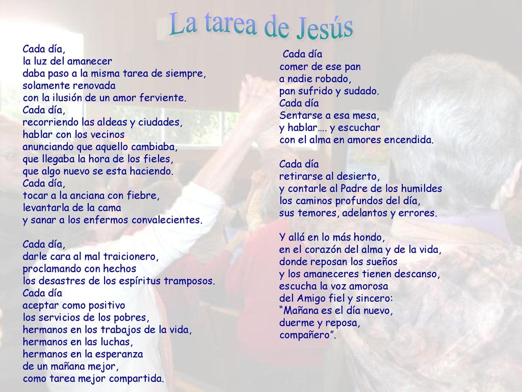 La tarea de Jesús Cada día Cada día, la luz del amanecer