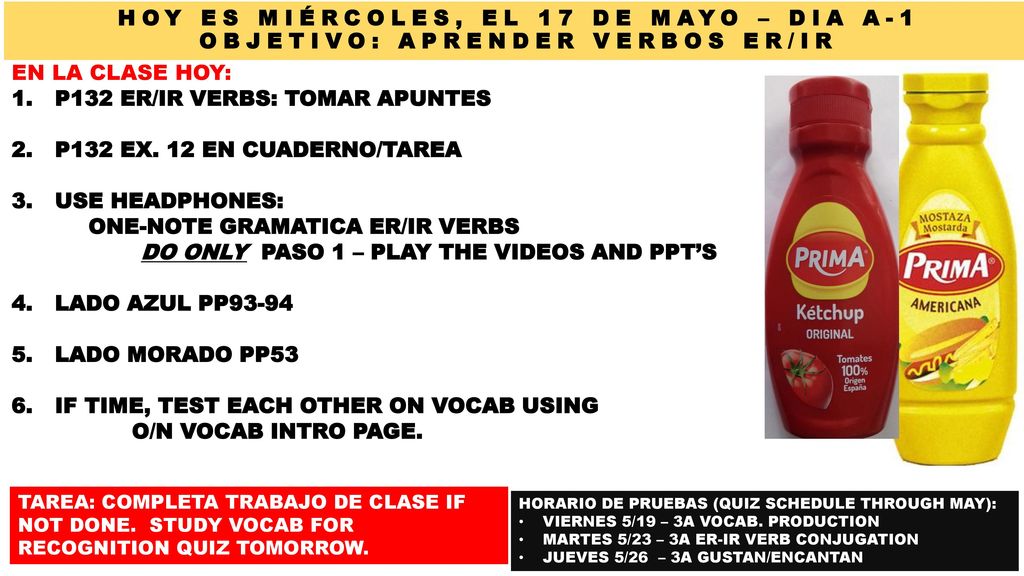 P132 ER/IR VERBS: TOMAR APUNTES P132 EX. 12 EN CUADERNO/TAREA