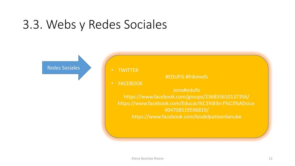 3.3. Webs y Redes Sociales Redes Sociales TWITTER #EDUFIS #frikimefs