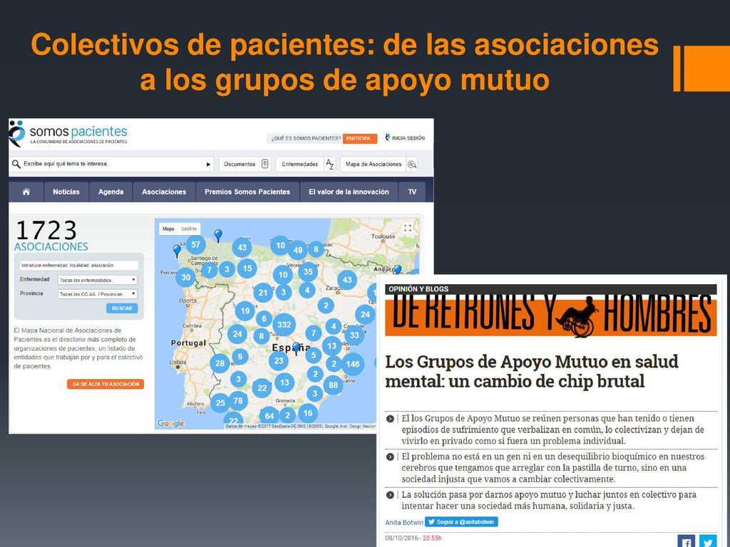 Colectivos de pacientes: de las asociaciones a los grupos de apoyo mutuo