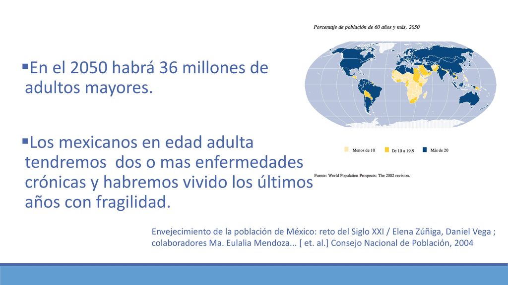 En el 2050 habrá 36 millones de adultos mayores.