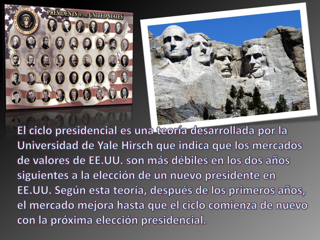 El ciclo presidencial es una teoría desarrollada por la Universidad de Yale Hirsch que indica que los mercados de valores de EE.UU.