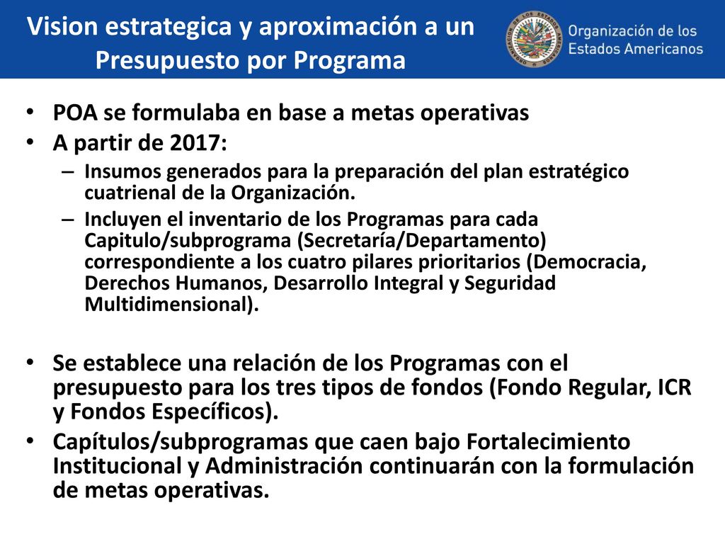 Vision estrategica y aproximación a un Presupuesto por Programa