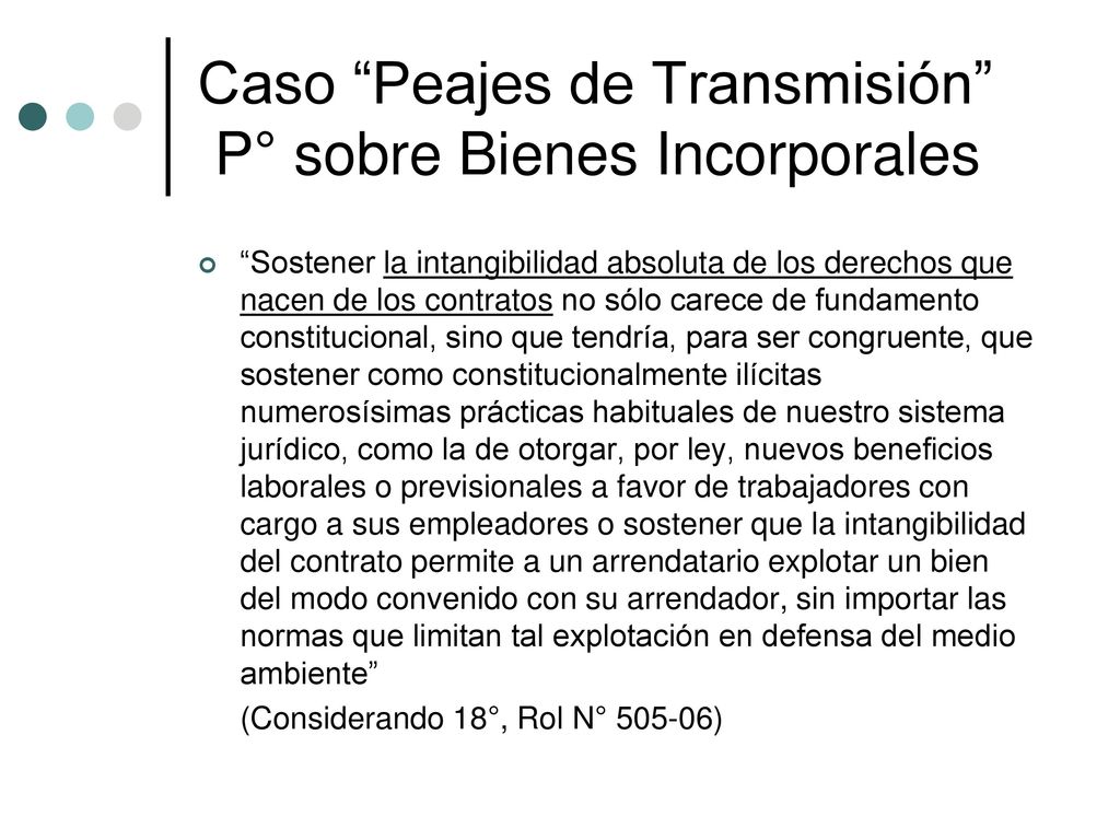 Caso Peajes de Transmisión P° sobre Bienes Incorporales