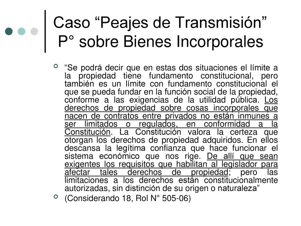 Caso Peajes de Transmisión P° sobre Bienes Incorporales