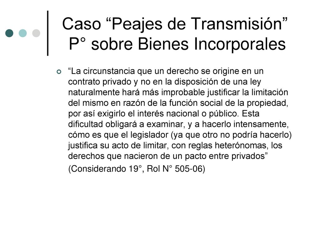 Caso Peajes de Transmisión P° sobre Bienes Incorporales