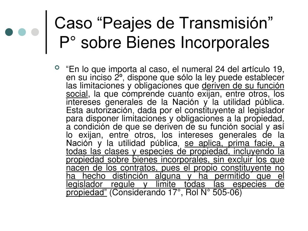 Caso Peajes de Transmisión P° sobre Bienes Incorporales