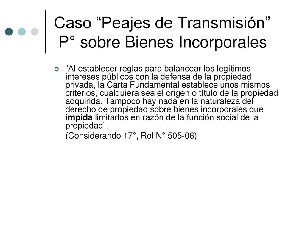 Caso Peajes de Transmisión P° sobre Bienes Incorporales
