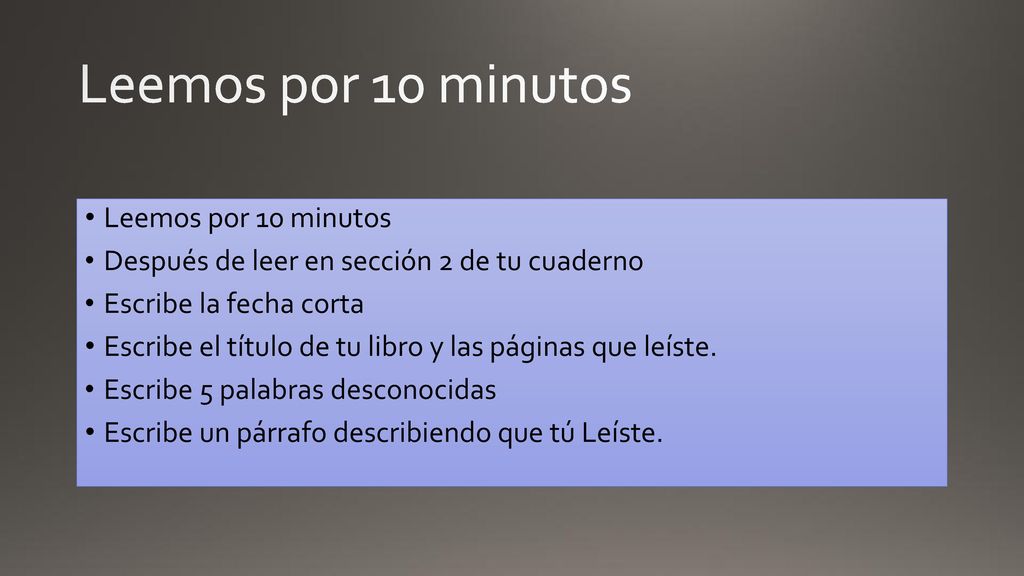 Leemos por 10 minutos Leemos por 10 minutos