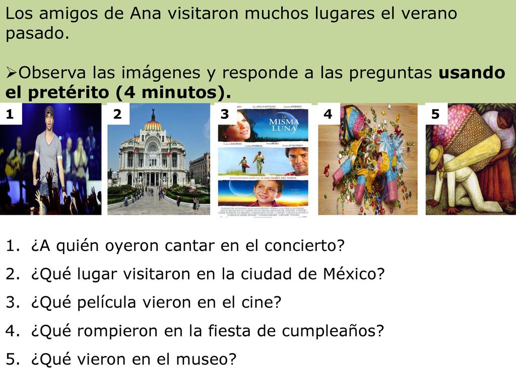 Los amigos de Ana visitaron muchos lugares el verano pasado.