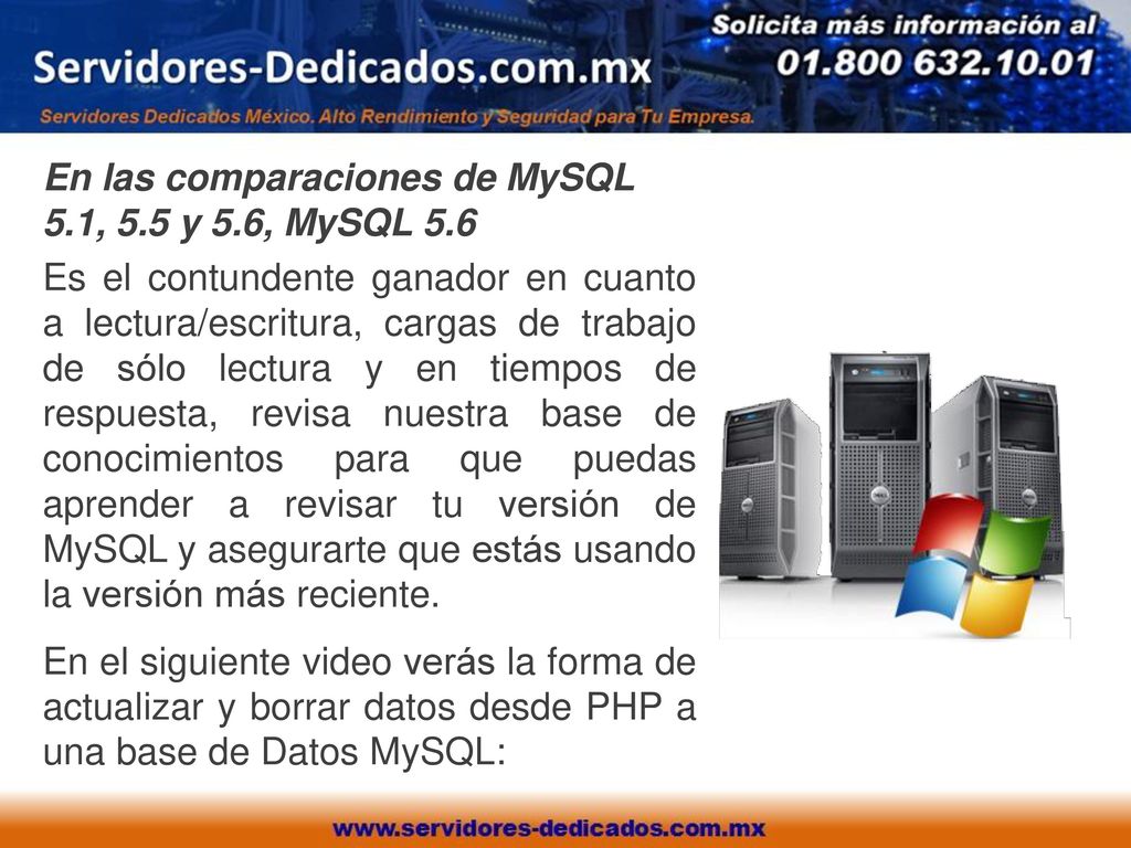 En las comparaciones de MySQL 5.1, 5.5 y 5.6, MySQL 5.6
