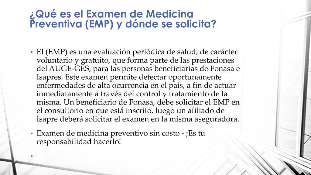 ¿Qué es el Examen de Medicina Preventiva (EMP) y dónde se solicita