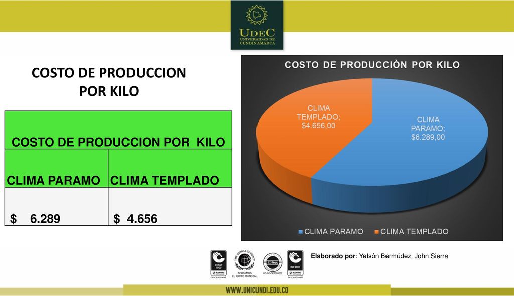 COSTO DE PRODUCCION POR KILO COSTO DE PRODUCCION POR KILO