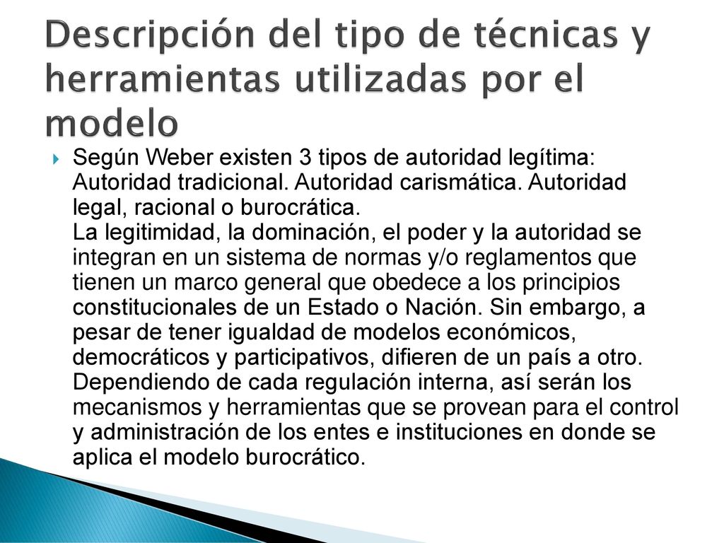 Descripción del tipo de técnicas y herramientas utilizadas por el modelo