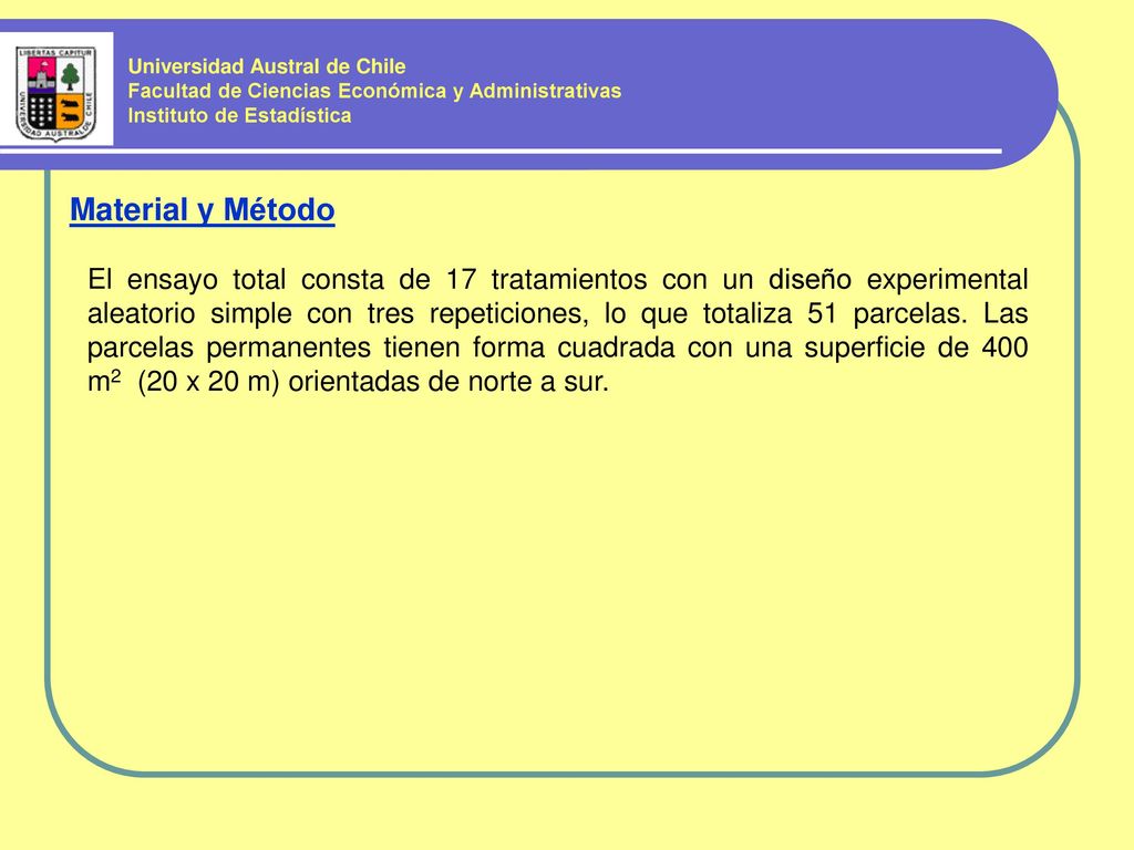 Universidad Austral de Chile Facultad de Ciencias Económica y Administrativas Instituto de Estadística