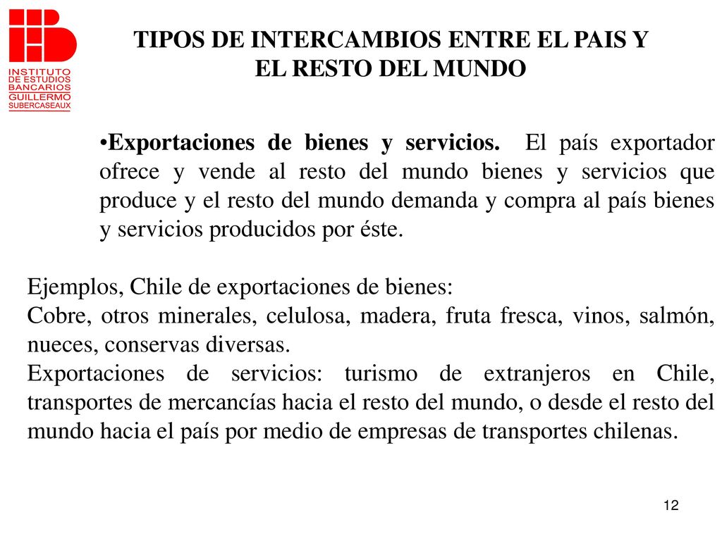 TIPOS DE INTERCAMBIOS ENTRE EL PAIS Y