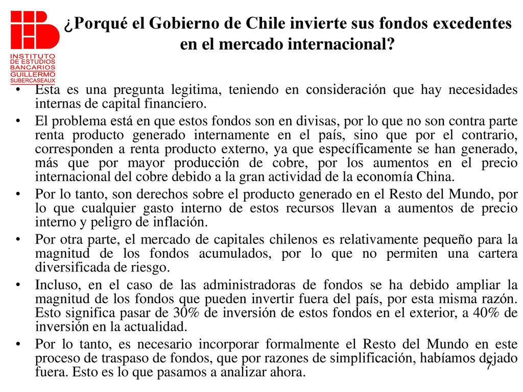 ¿Porqué el Gobierno de Chile invierte sus fondos excedentes en el mercado internacional