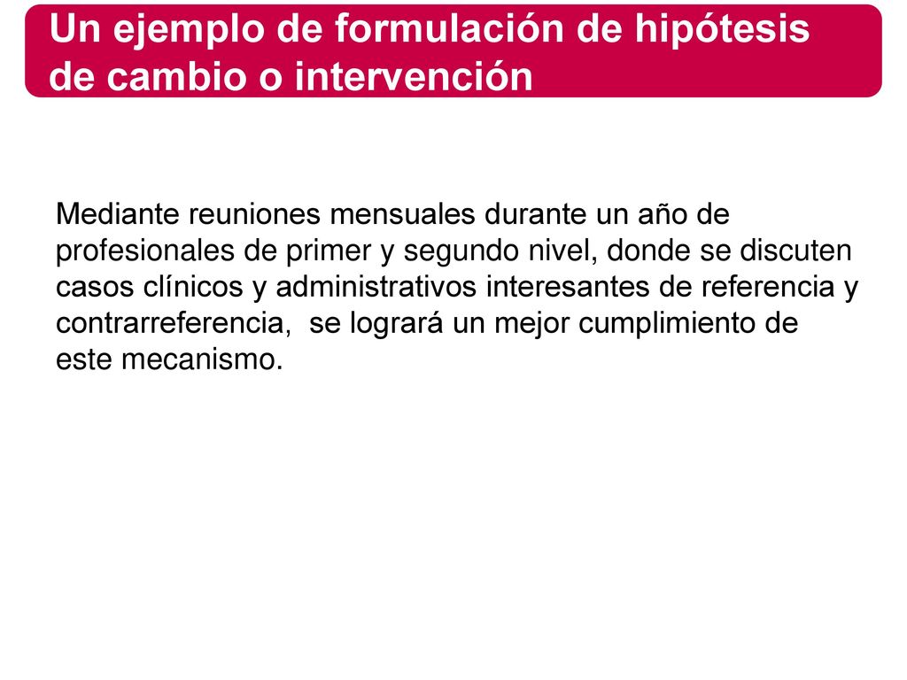 Un ejemplo de formulación de hipótesis de cambio o intervención