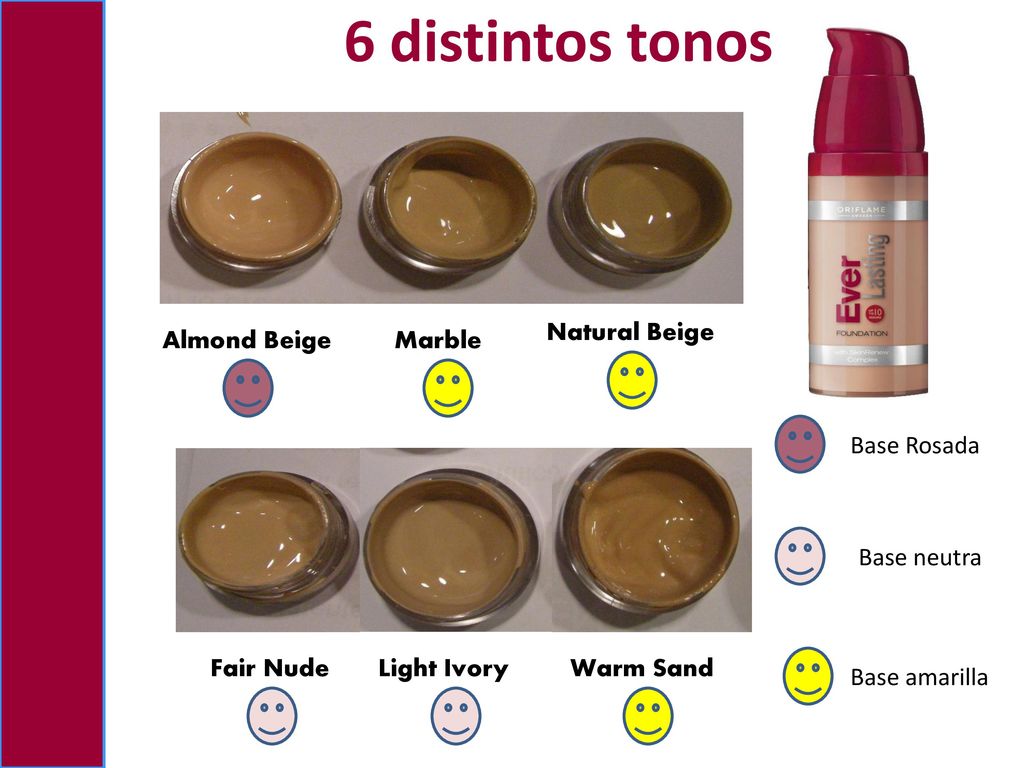 6 distintos tonos Natural Beige Almond Beige Marble Base Rosada