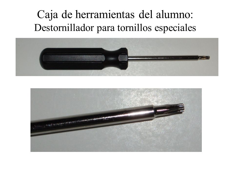 Caja de herramientas del alumno: Destornillador para tornillos especiales