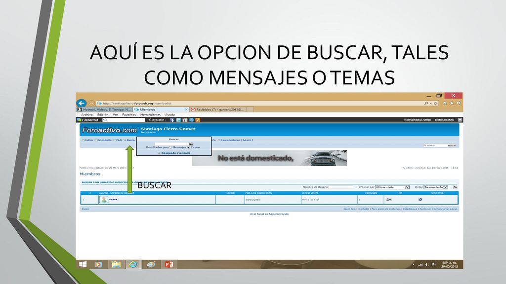 AQUÍ ES LA OPCION DE BUSCAR, TALES COMO MENSAJES O TEMAS