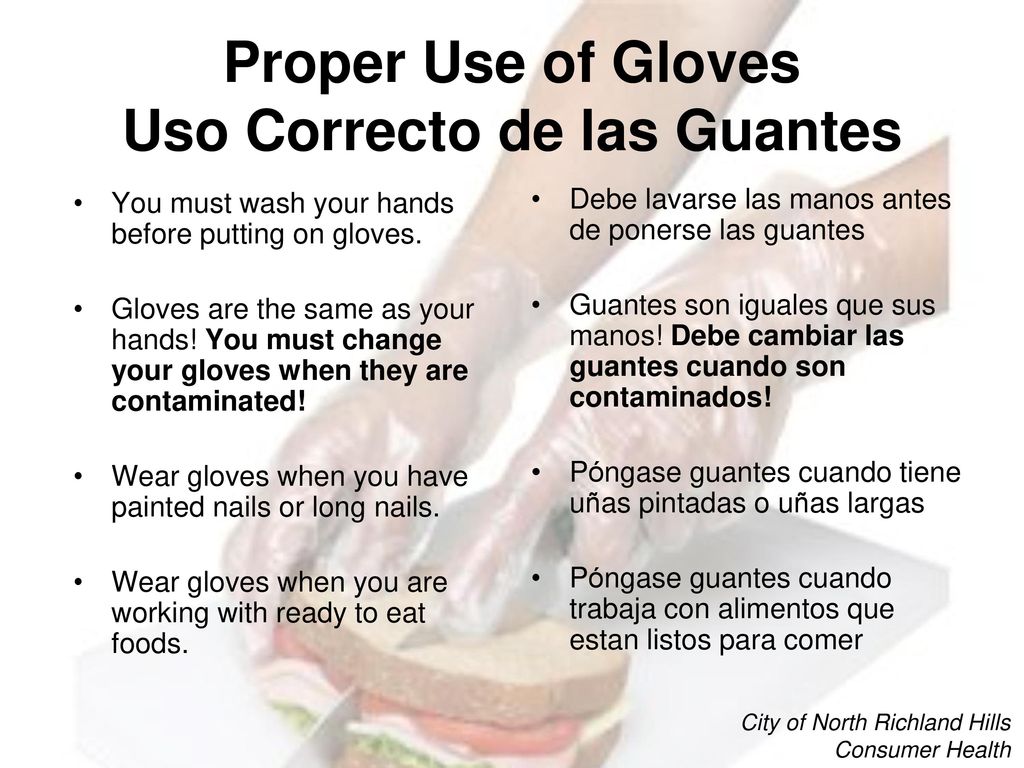Proper Use of Gloves Uso Correcto de las Guantes