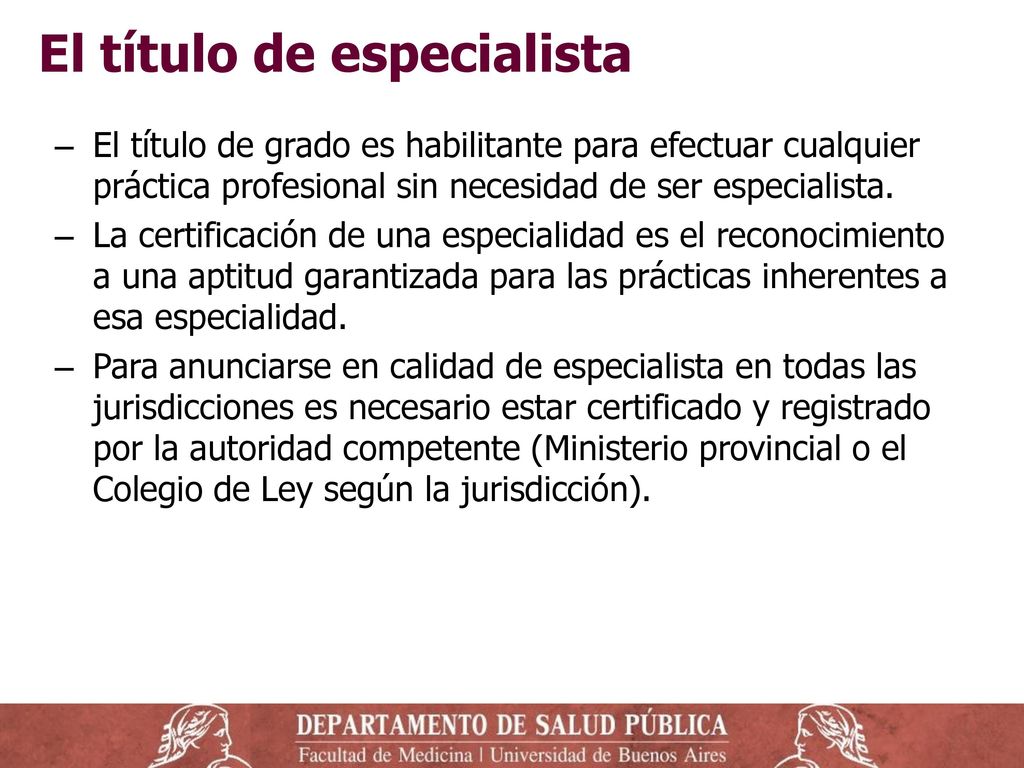 El título de especialista