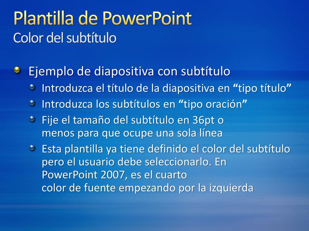 Plantilla de PowerPoint Color del subtítulo