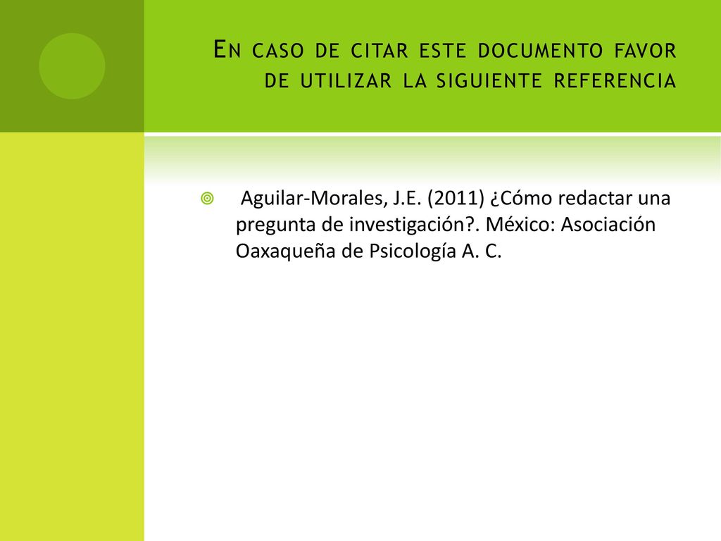 En caso de citar este documento favor de utilizar la siguiente referencia